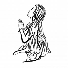 Praying Woman Drawing | Free download on ClipArtMag