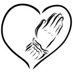240x240 Hands Of A Praying Woman And A Heart Shaped Frame For Inscription