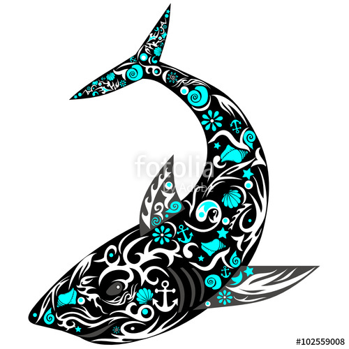 500x500 Shark With Drawing, A Sea Animal, An Illustration Of Fish