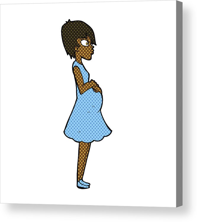 666x750 Comic Cartoon Pregnant Woman Acrylic Print