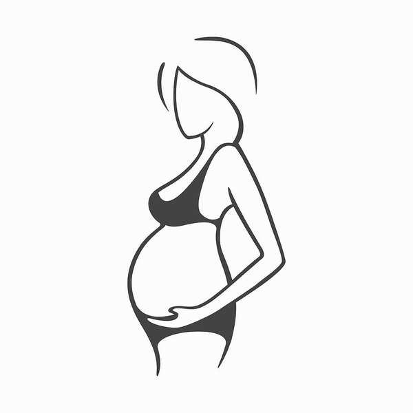 600x600 Drawing Linear Beautiful Pregnant Girl In Dark Clothes Birth