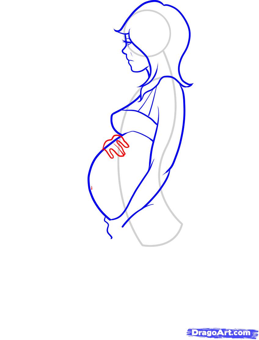 848x1111 How To Draw Pregnant Women, Step