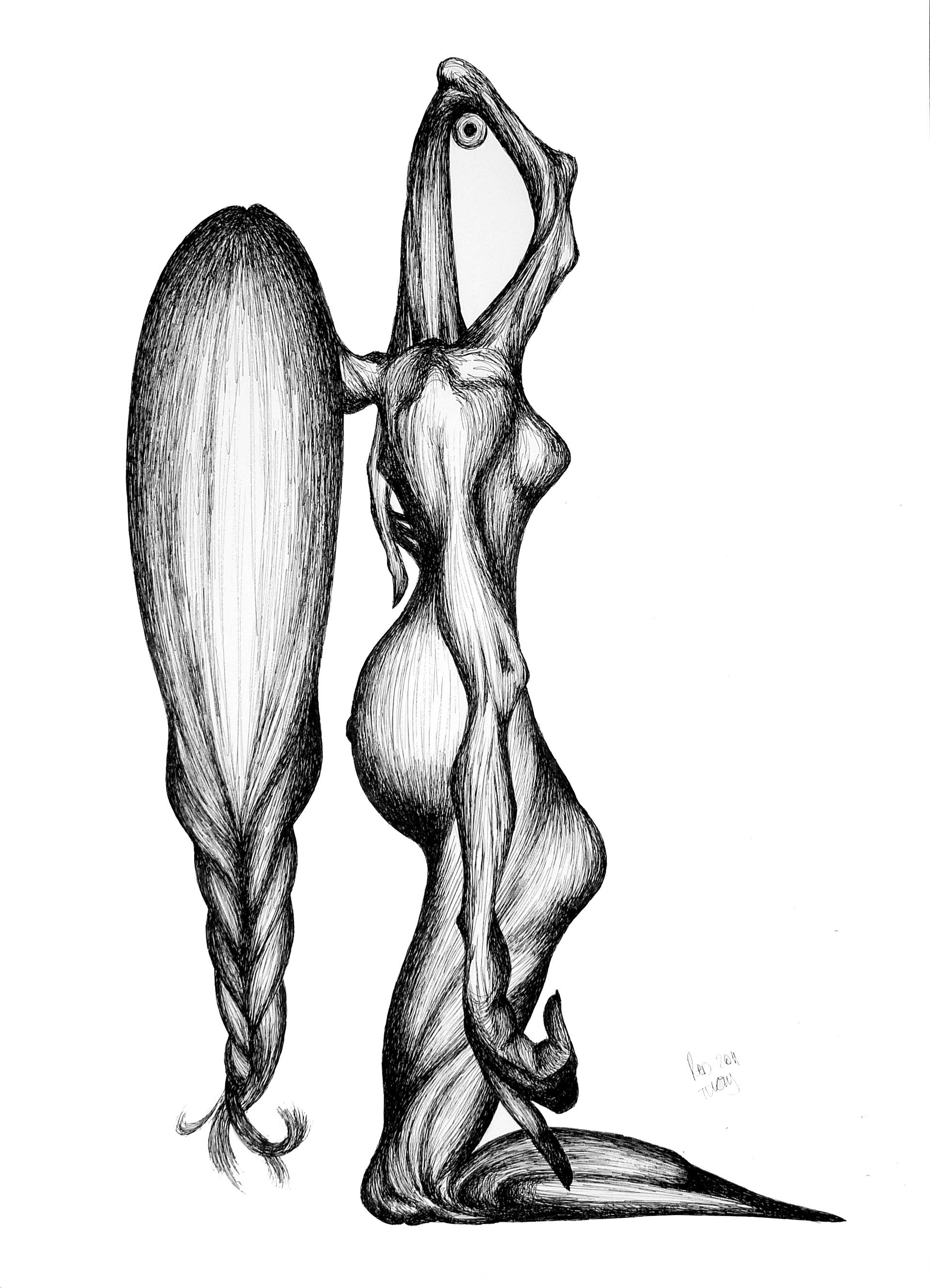 1920x2660 Tired Pregnant Drawing