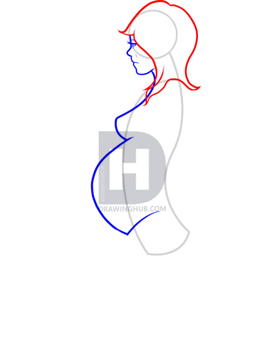 549x720 How To Draw Pregnant Women, Step