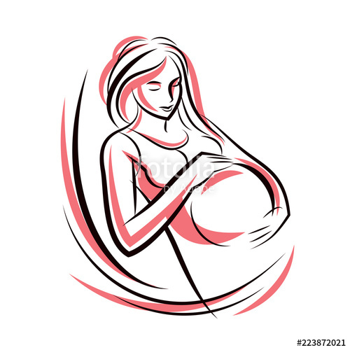 500x500 Attractive Pregnant Woman Body Silhouette Drawing Vector