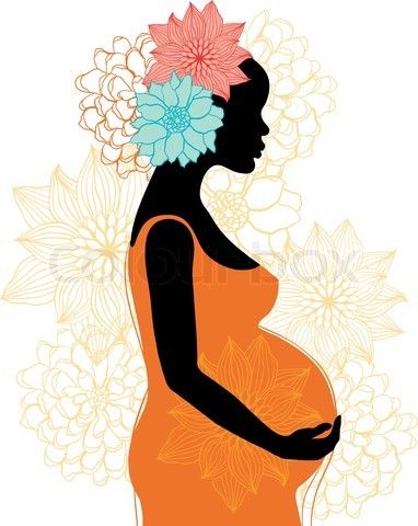382x480 Vector Of 'silhouette Of Pregnant Woman With Flowers Vector