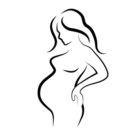 450x450 Pregnant Woman Silhouette, Sketch, Isolated Vector Symbol Royalty