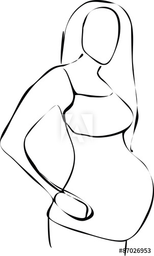 302x500 Pregnancy Pregnant Girl Woman Silhouette Vector Black Outline