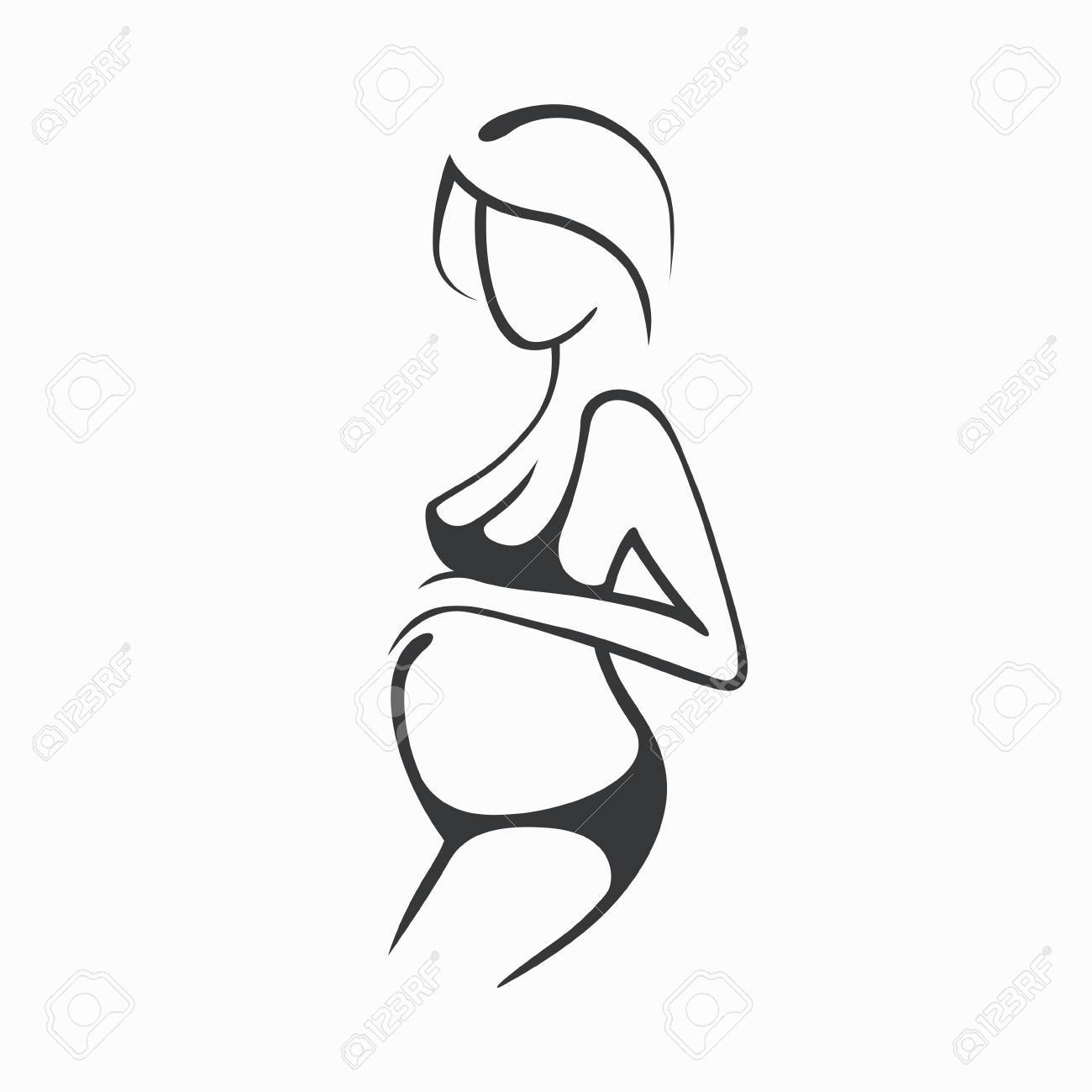 1300x1300 Collection Of 'pregnant Silhouette Drawing' Download More Than