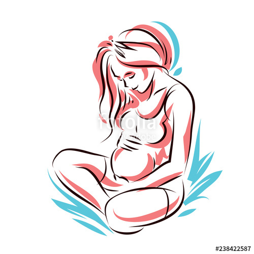 500x500 Attractive Pregnant Woman Body Silhouette Drawings Vector