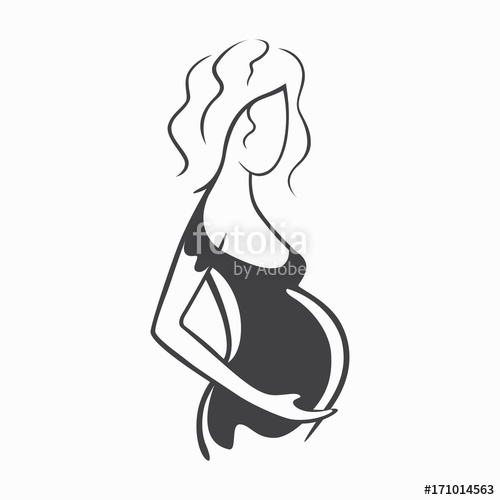 500x500 Drawing Linear Beautiful Pregnant Girl In Dark Clothes Birth