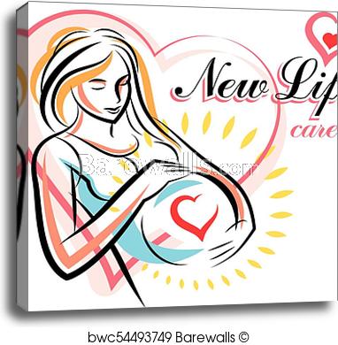 382x390 Pregnant Woman Elegant Body Silhouette, Sketchy Vector