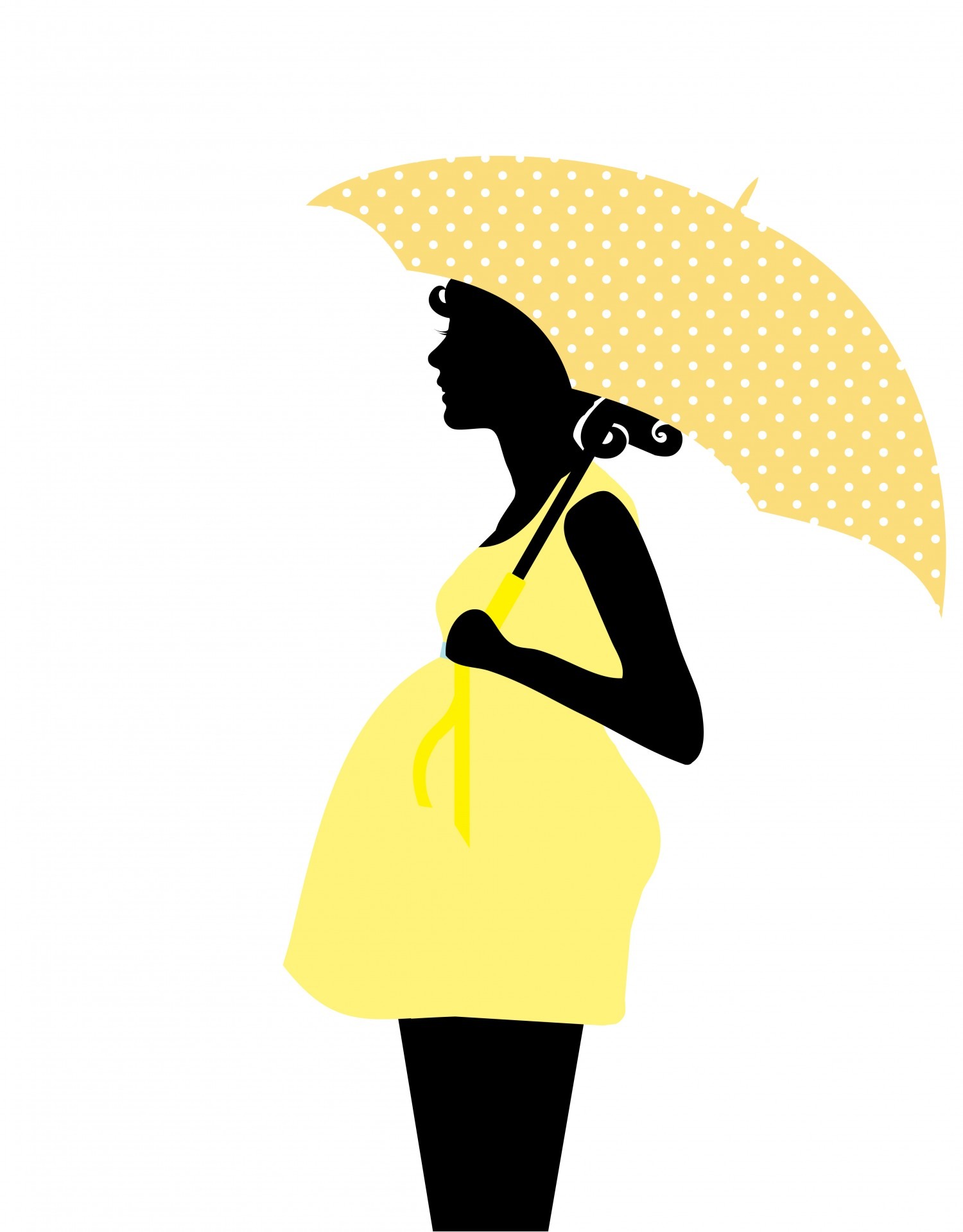 1500x1919 Drawing Of Pregnant Woman With Umbrella Free Image