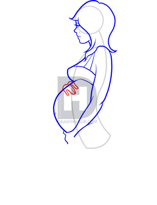 549x720 How To Draw Pregnant Women, Step