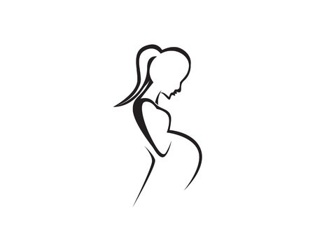450x360 Beautiful Pregnant Woman, Vector Line Drawing Royalty Free Vector