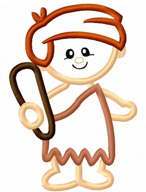 489x640 Cave Boy Embroidery Design