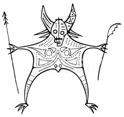 247x234 prehistoric cave painting shaman demon stock photos