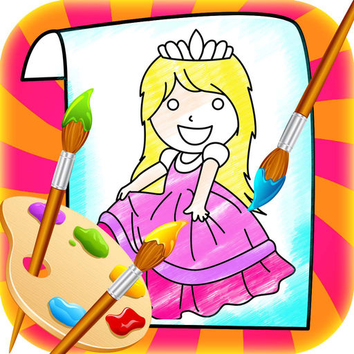 512x512 Princess Coloring Book Drawing Doodle
