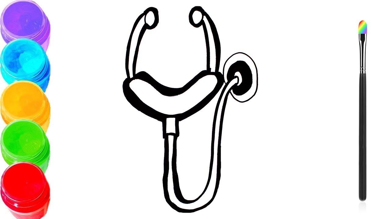 1280x720 Stethoscope Coloring And Drawing For Children, Preschool Learning
