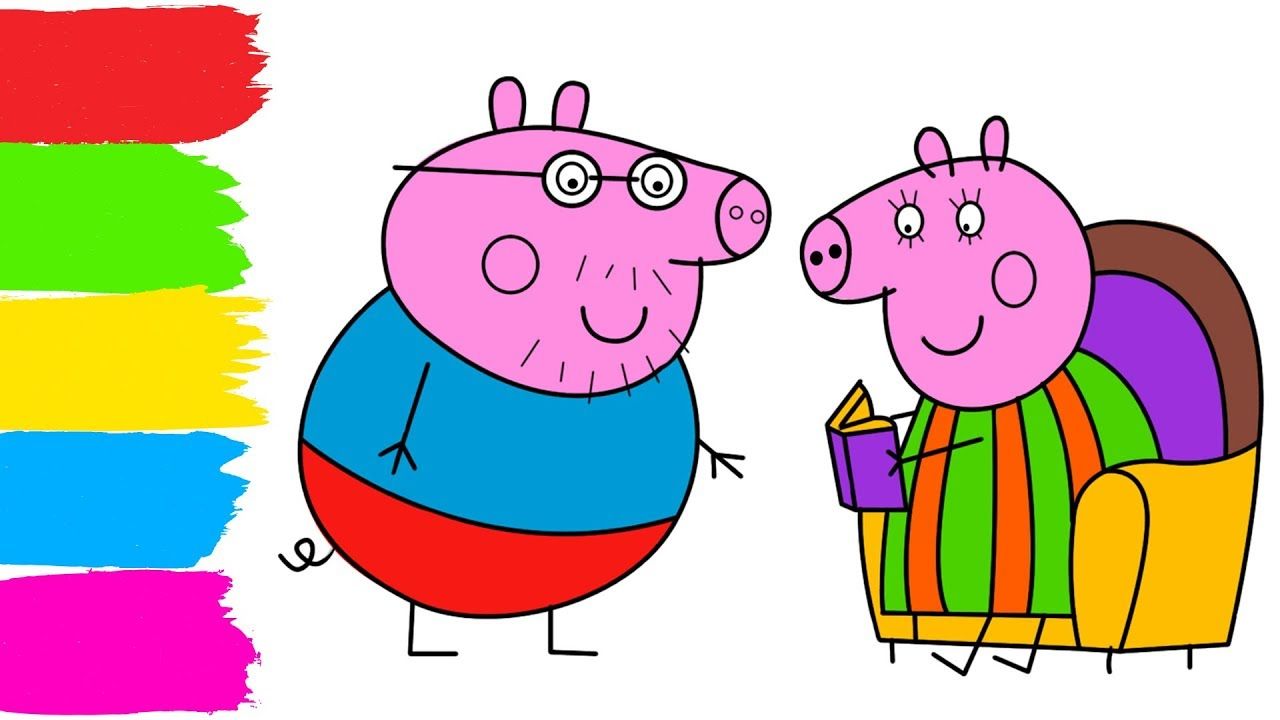 1280x720 Mummy Pig Reading Book Draw And Coloring For Kids How To Draw