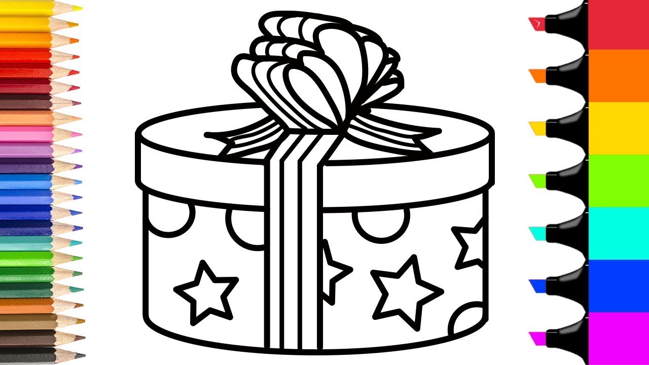1280x720 How To Draw Gift Box For Kids Present Coloring Pages