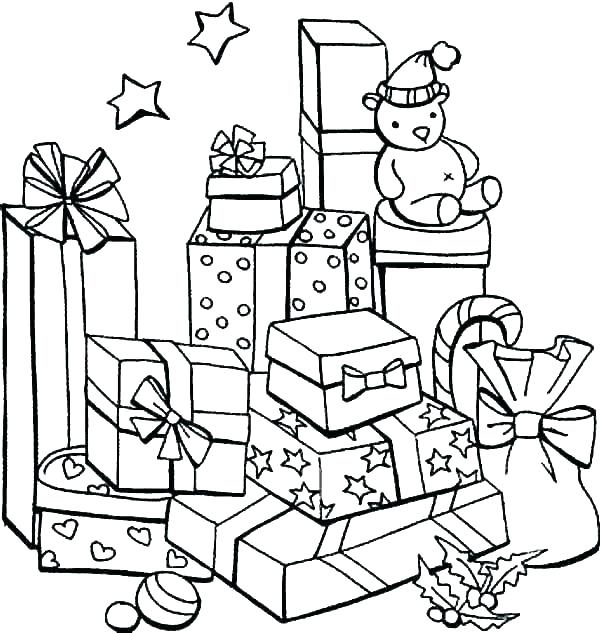 600x633 Presents Coloring Pages Present Coloring