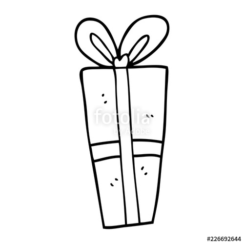 500x500 Line Drawing Cartoon Christmas Present Stock Image And Royalty