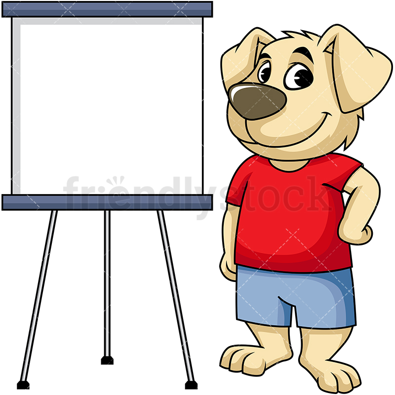800x800 Dog Mascot Near Drawing Board Cartoon Vector Clipart