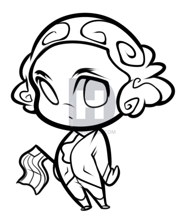 615x720 How To Draw Chibi George Washington, Step