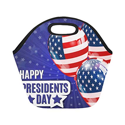 425x425 Insulated Neoprene Lunch Bag Happy Presidents Day