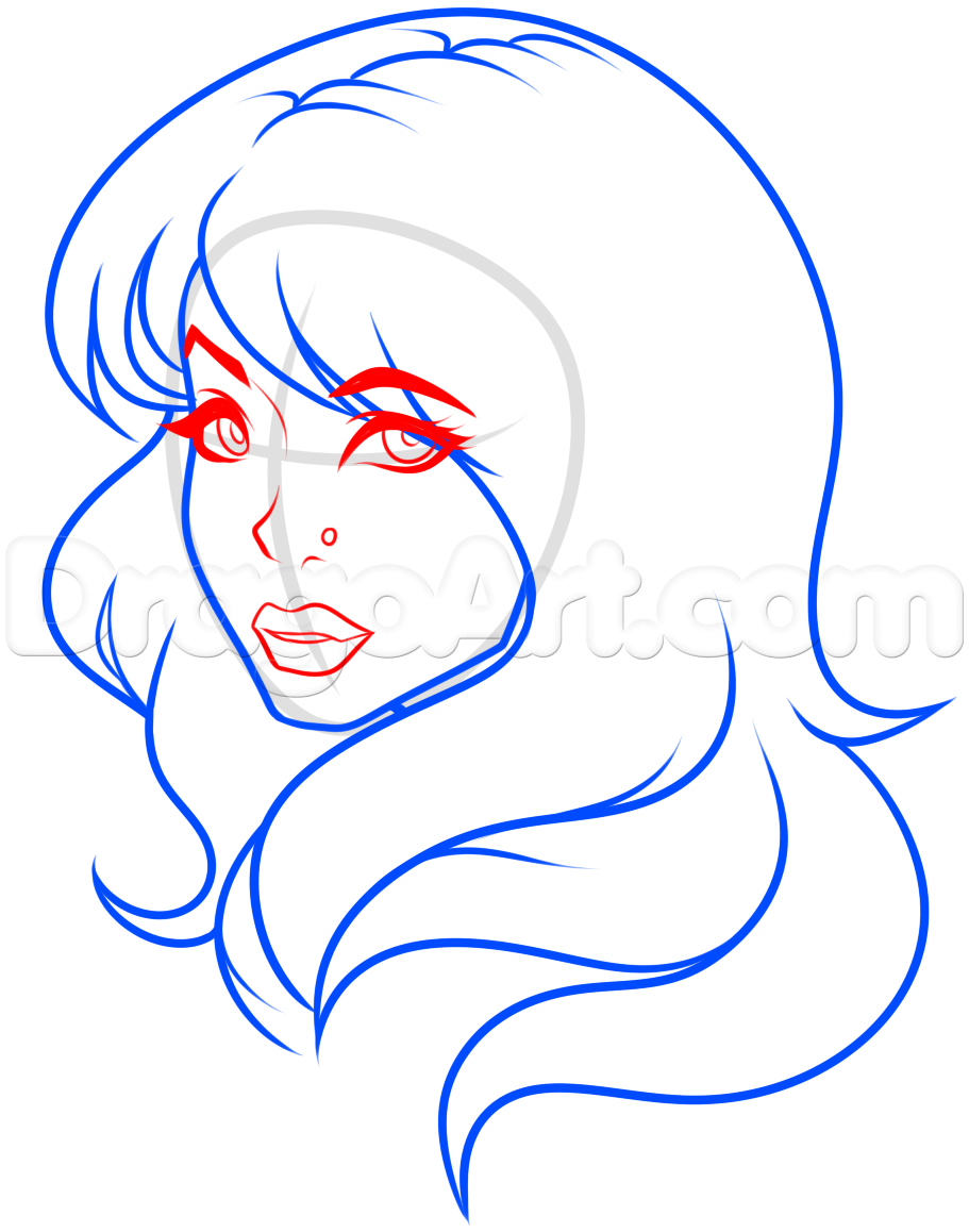 911x1158 Drawing A Pretty Goth Face, Step