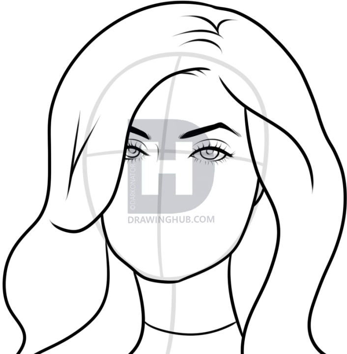 706x720 How To Draw Kylie Jenner, Step