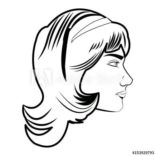 500x500 Pretty Face Woman Hairstyle Comic Vector Illustration