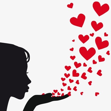 450x450 Woman Silhouette Hand Pretty Girl Blowing Heart Drawing