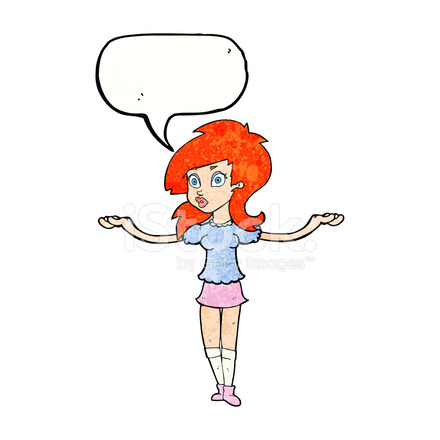 440x440 Cartoon Confused Pretty Girl With Speech Bubble Stock Vector