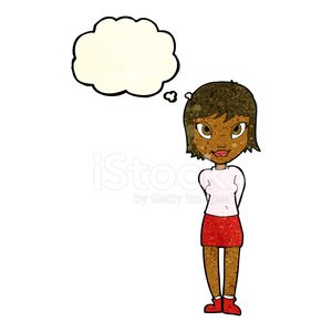300x300 Cartoon Pretty Girl With Thought Bubble Premium Clipart