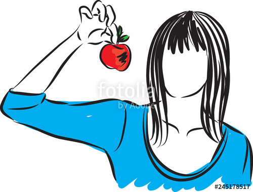 500x379 Pretty Lady With An Apple Vector Illustration Stock Image