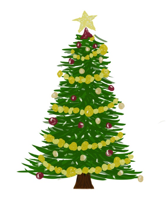 570x713 Christmas Tree Digital Download Artist Print Holiday Decor Etsy