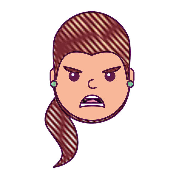 600x600 Pretty Woman Angry Frustrated Facial Expression Cartoon Art Print