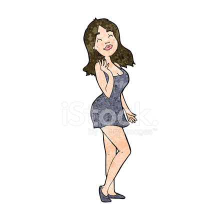440x440 Cartoon Pretty Woman In Cocktail Dress Stock Vector