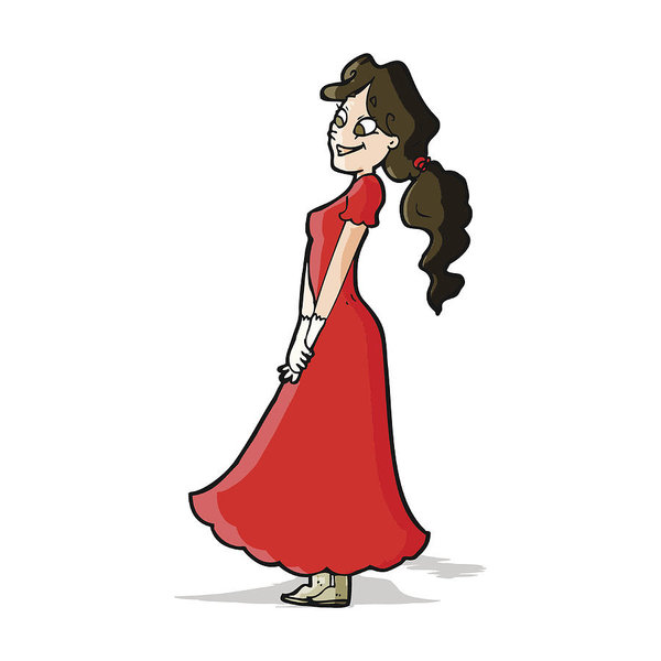 600x600 Cartoon Pretty Woman In Dress Art Print