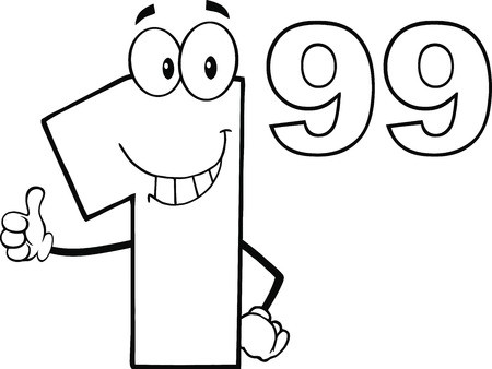 450x338 Black And White Price Tag Number Cartoon Mascot Character