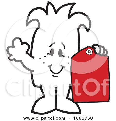450x470 Clipart Squiggle Guy Holding A Price Tag