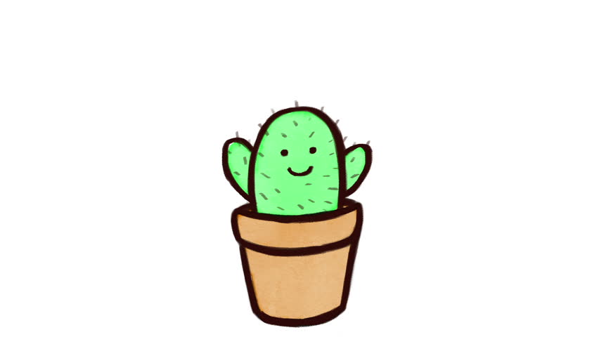 852x480 Cactus Isolated Drawing Stock Video Footage