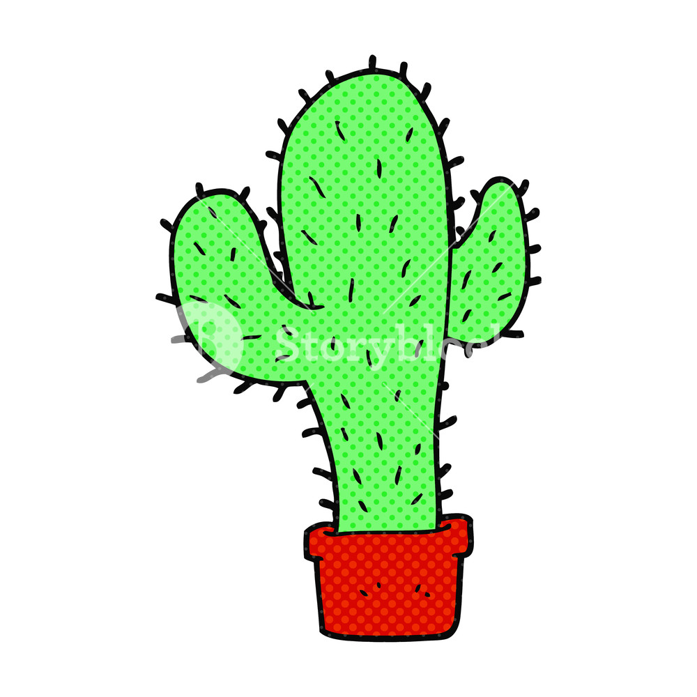 1000x1000 Freehand Drawn Cartoon Cactus Royalty Free Stock Image