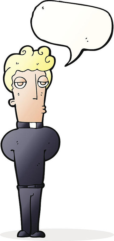 376x798 Cartoon Priest With Speech Bubble Art Print