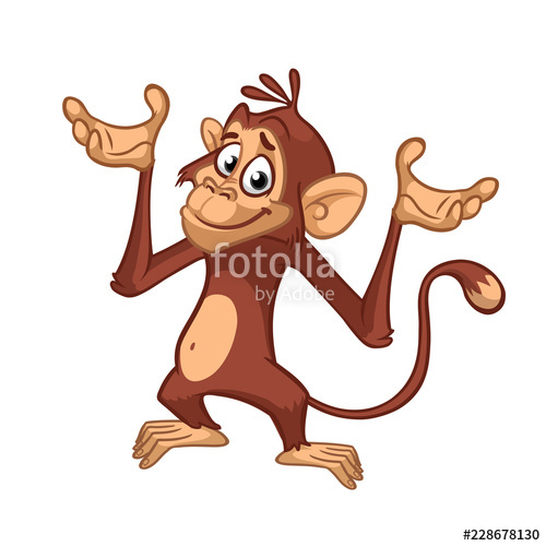 500x500 Cute Excited Monkey Cartoon Icon Vector Illustration Of Drawing