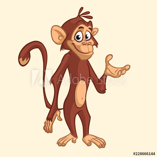 500x500 Funny Monkey Cartoon Icon Vector Illustration Of Drawing Monkey