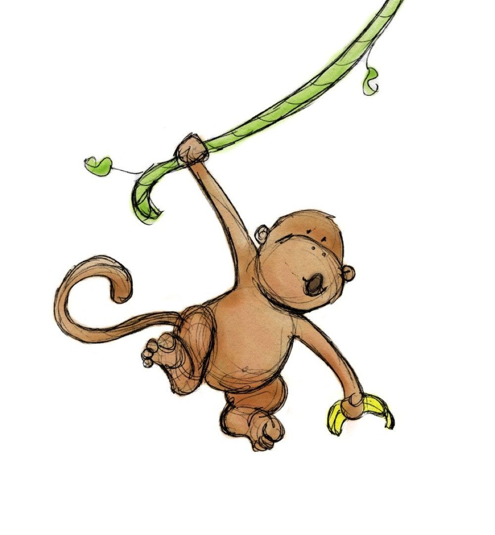 1000x1081 Monkey Tattoo For Parker Greeting Cards Art, Cartoon Monkey