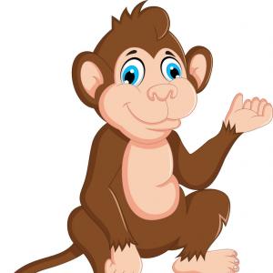 300x300 Cute Cartoon Drawing Of A Monkey Sitting Vector Studiogrfx
